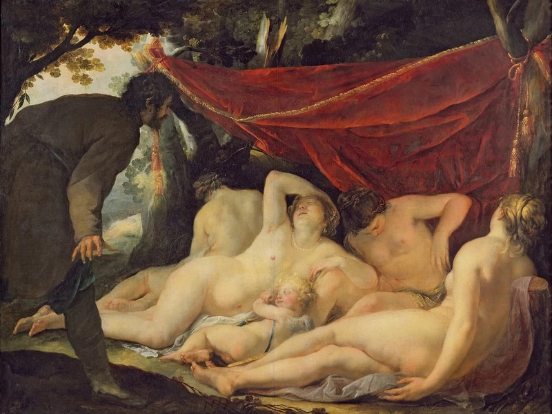 1600-Jacques Blanchard - Venere e le tre Grazie sorprese da un mortale - Museo del Louvre, Parigi